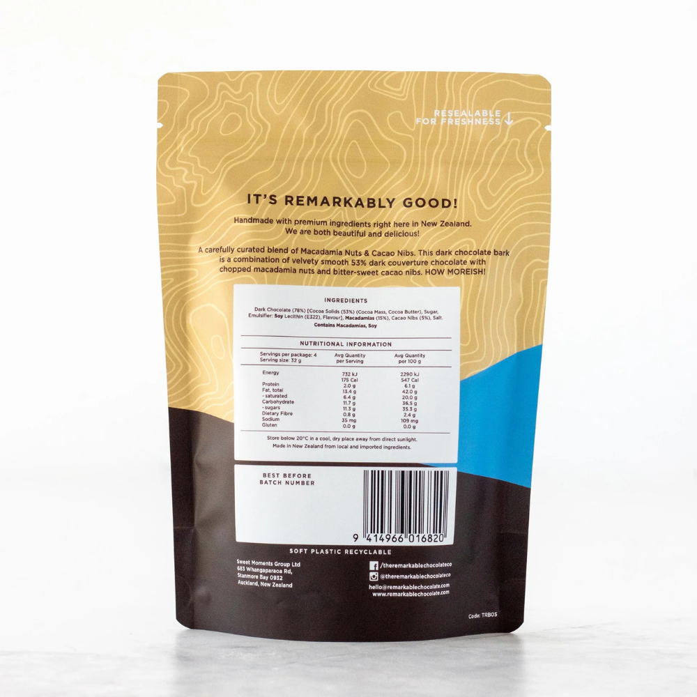 Remarkable Chocolate Bark Macadamia & Cacao Nib 125g (4)