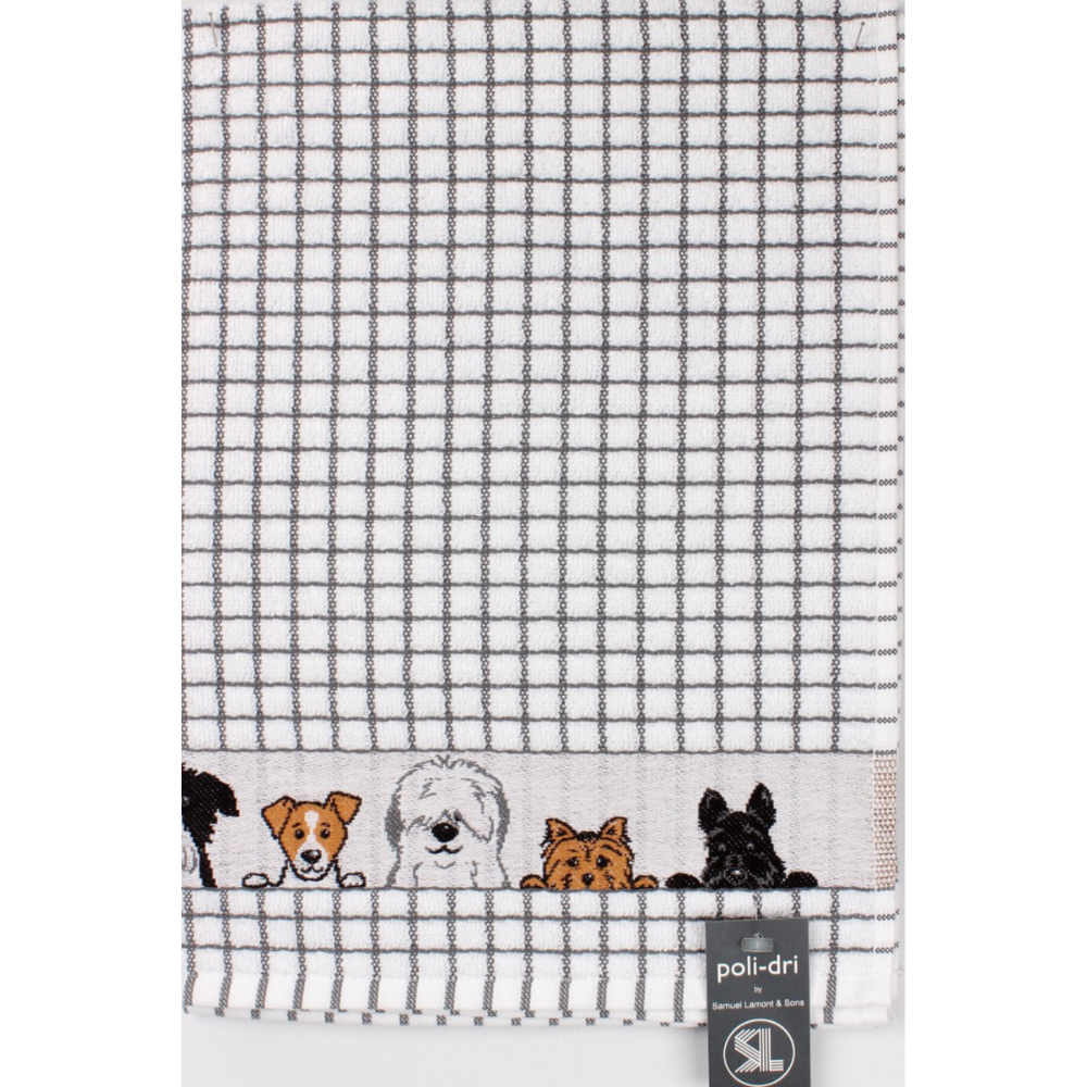 Samuel Lamont Poli Dri Charcoal Dogs tea towel