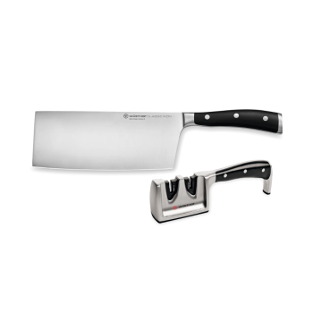 WÜSTHOF Classic Ikon 2-Piece Chinese Chef's Knife and Sharpener Set