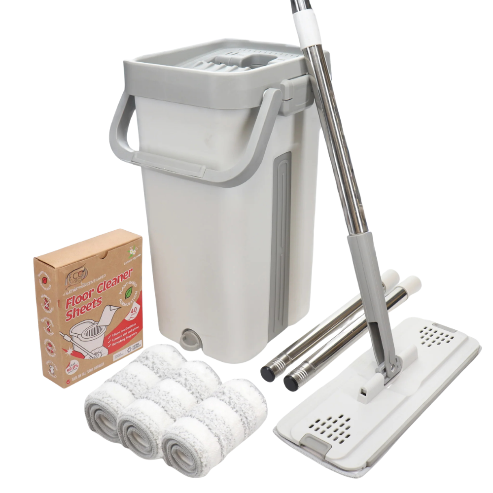White Magic Flat Mop & Bucket Set (1)