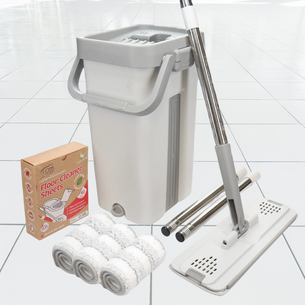 White Magic Flat Mop & Bucket Set (3)