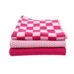 Ecovask Mixed Cloths 3 Pack Raspberry Sherbet Chequer