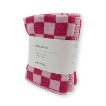 Ecovask Mixed Cloths 3 Pack Raspberry Sherbet Chequer (2)