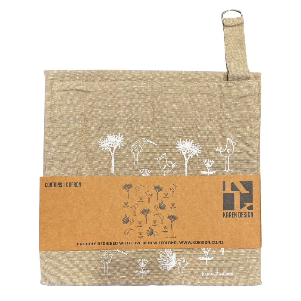 Karen Design Apron Natural NZ Birds