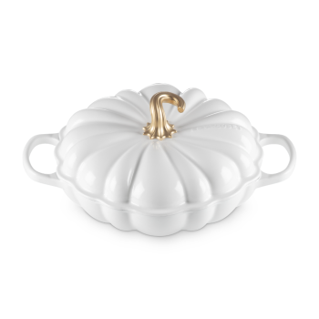 Le Creuset Cast Iron Shallow Casserole Pumpkin White 28cm