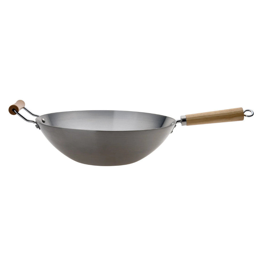 Pyrolux Carbon Steel Wok with Wood Handle 36cm (2)