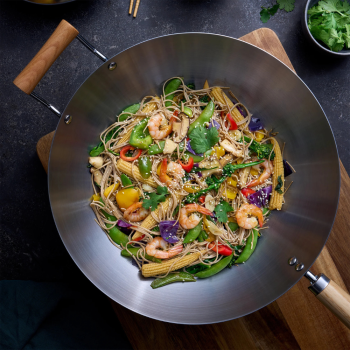 Pyrolux Carbon Steel Wok with Helper Handle 36cm