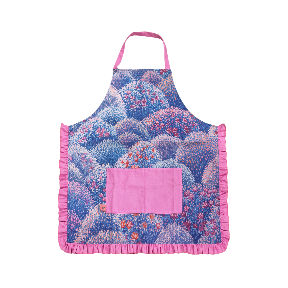 Rose’s Dining Table Apron Indigo Pink (1)
