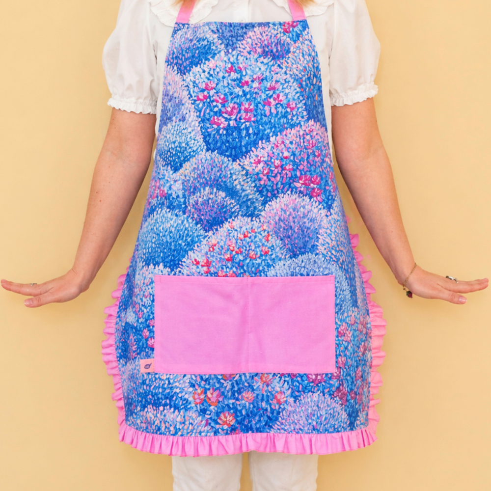 Rose’s Dining Table Apron Indigo Pink (2)