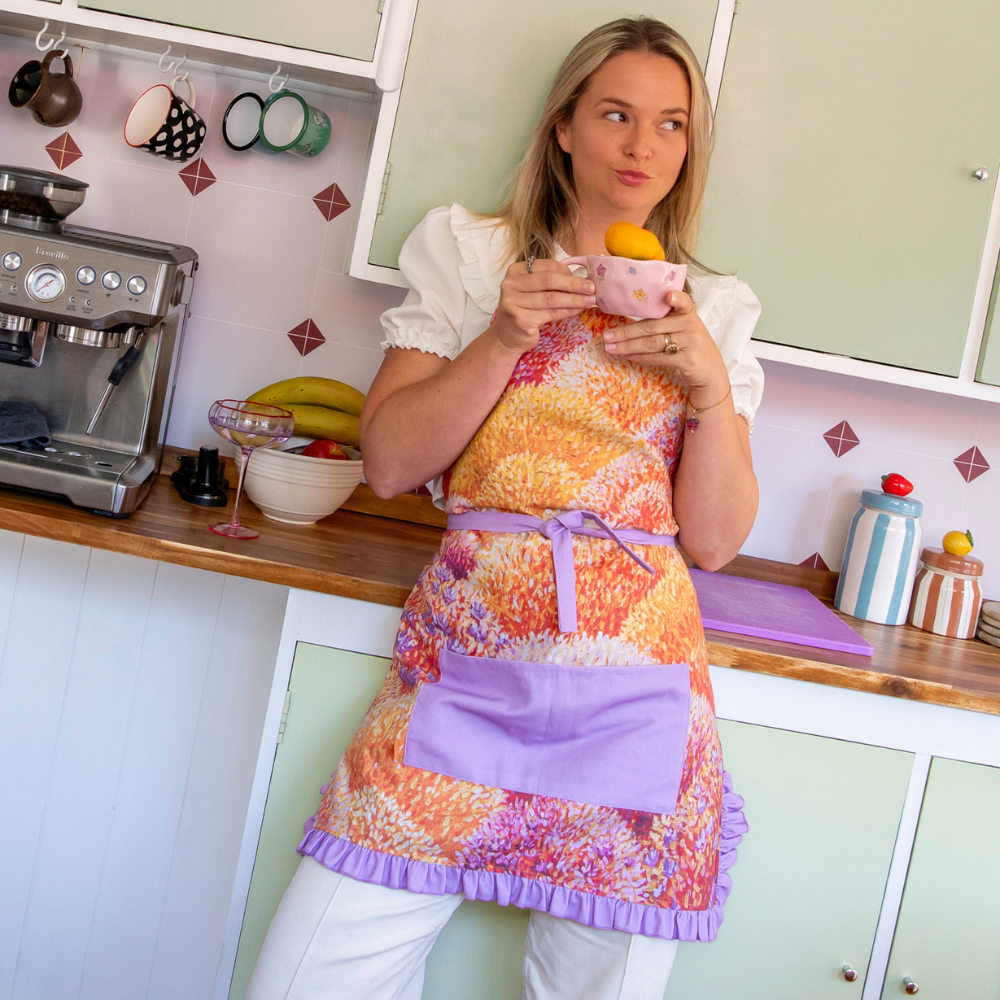 Rose’s Dining Table Apron Orange Lilac (3)