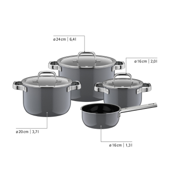 WMF Mineral Pro 4 Piece Cookware Set Platinum (10)