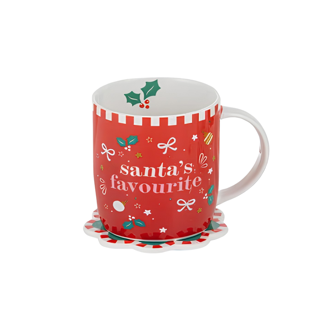 Ladelle Festive Fun Mug & Coaster Set (Assorted Designs) (4)