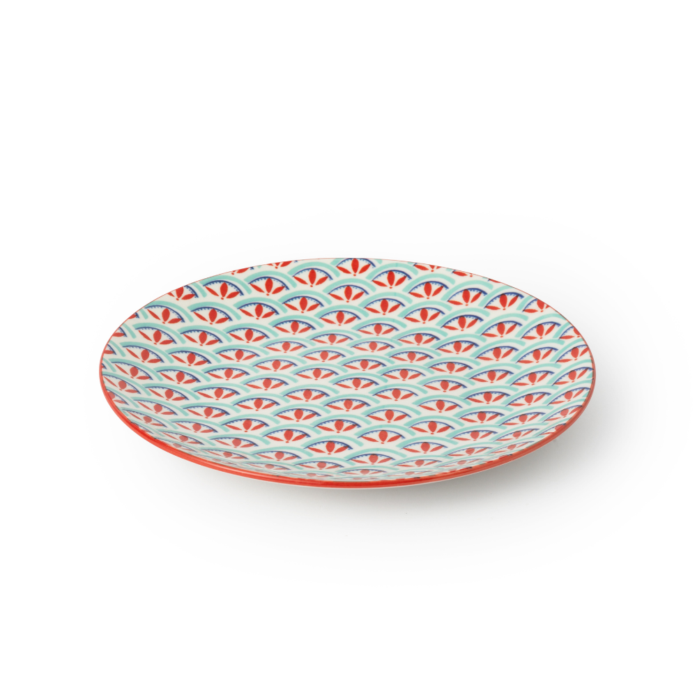 Mikasa Side Plate Blue & Red Geo 18cm (1)