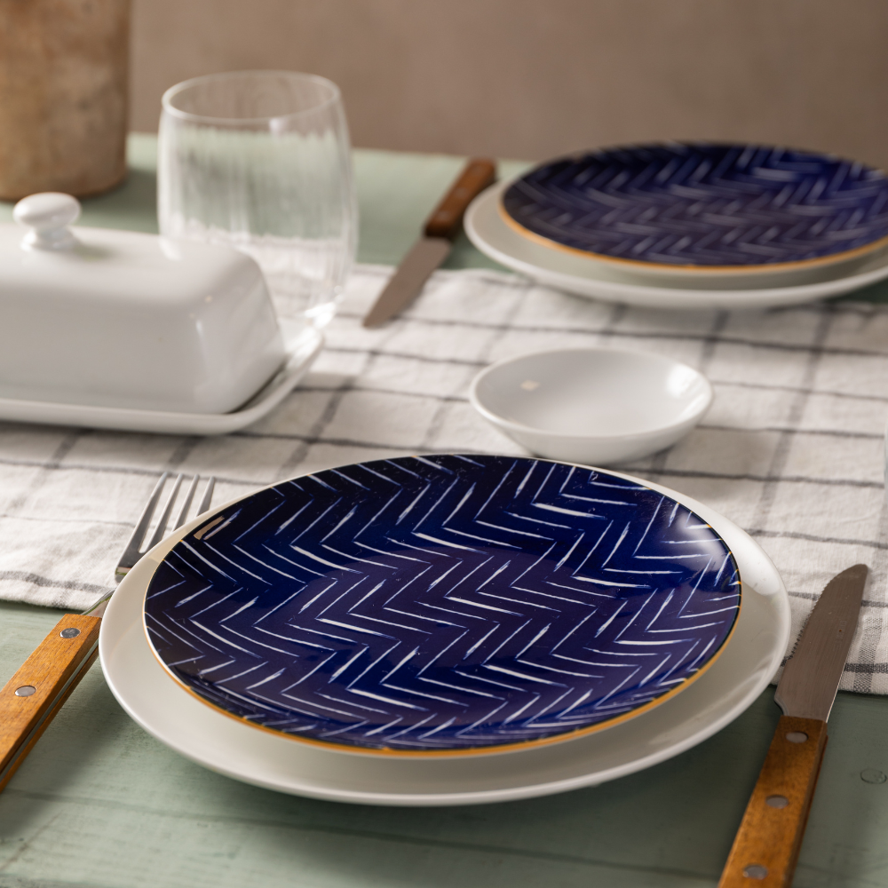 Mikasa Side Plate Indigo Chevron 18cm (12)