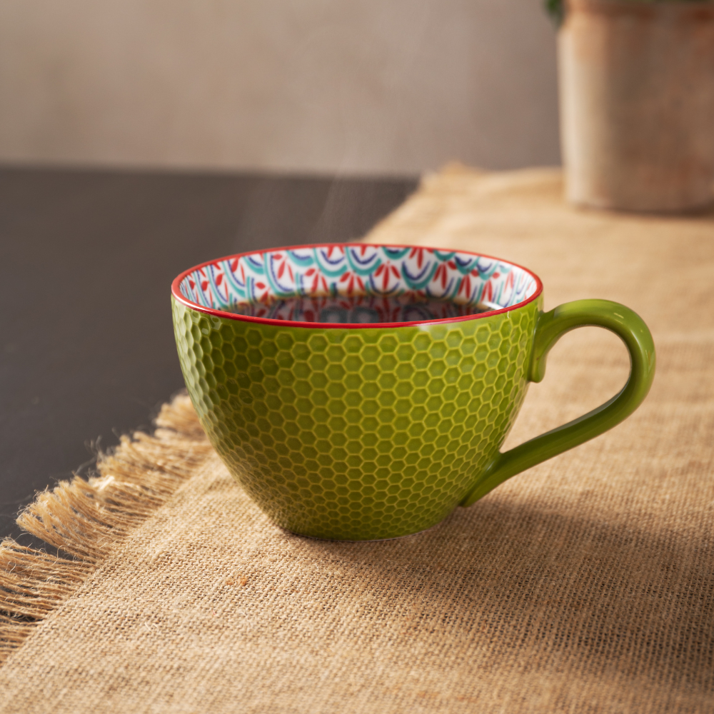 Mikasa Stoneware Mug Green & Blue Geometric Lifestyle (2)