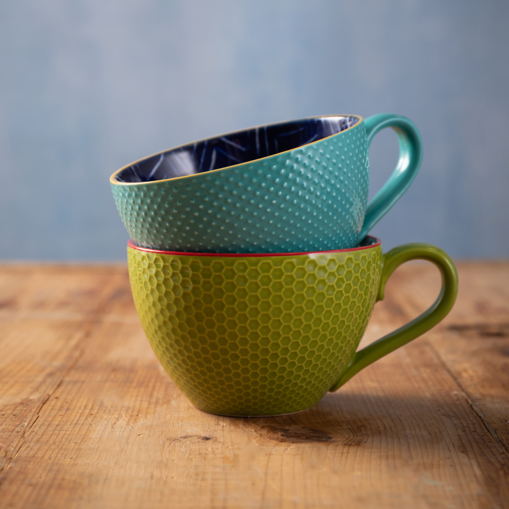 Mikasa Stoneware Mug Green & Blue Geometric Lifestyle (3)