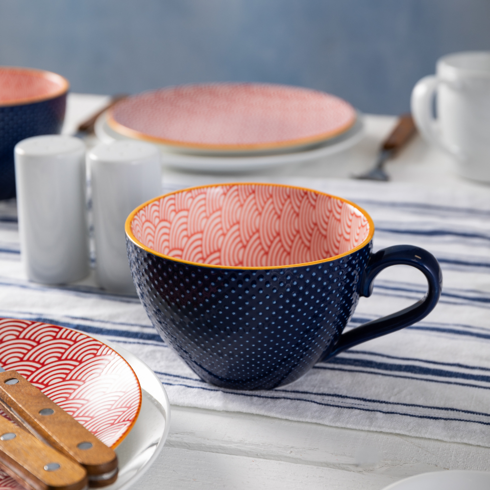 Mikasa Stoneware Mug Red & Blue Arc (1)