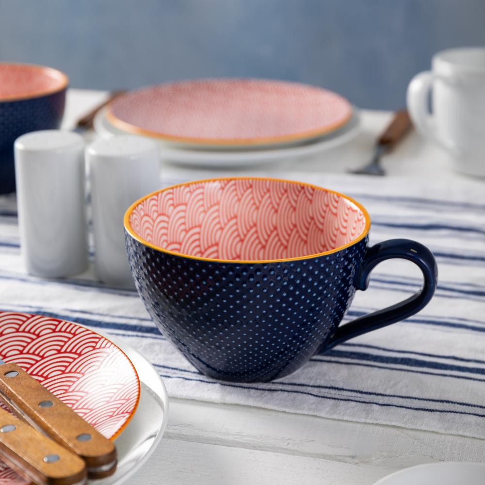 Mikasa Stoneware Mug Red & Blue Arc (3)