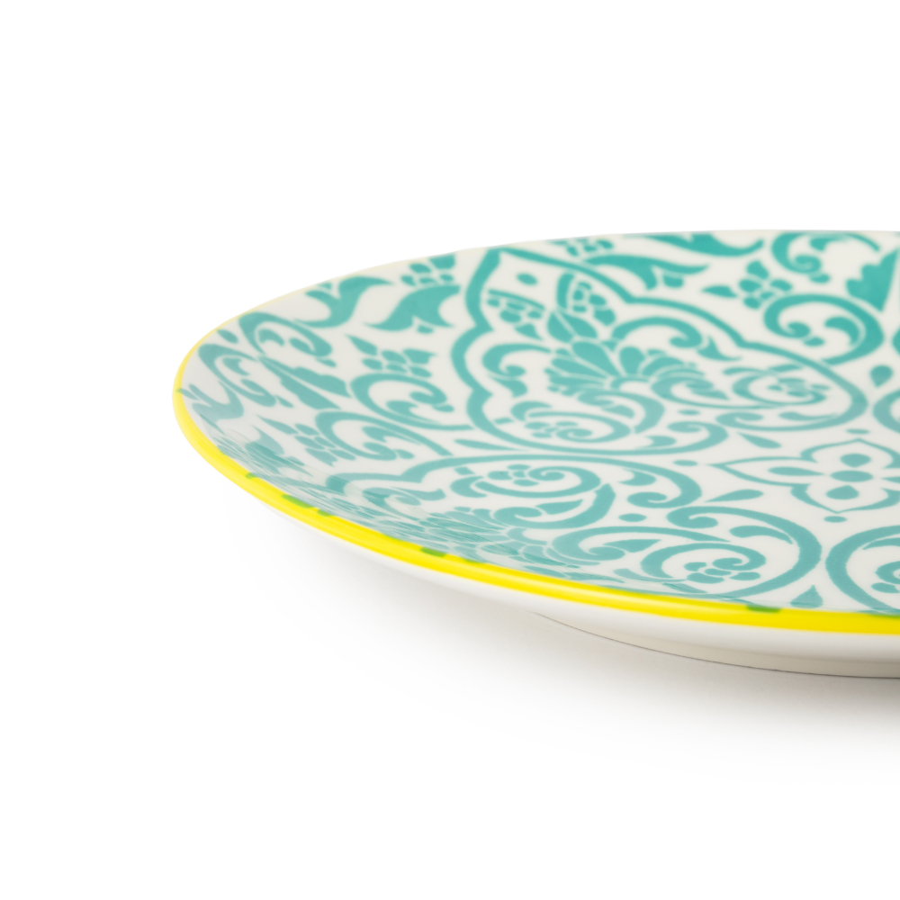 Mikasa Stoneware Side Plate Yellow & Blue Geometric 18cm (3)
