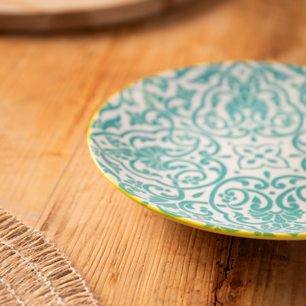 Mikasa Stoneware Side Plate Yellow & Blue Geometric 18cm (6)