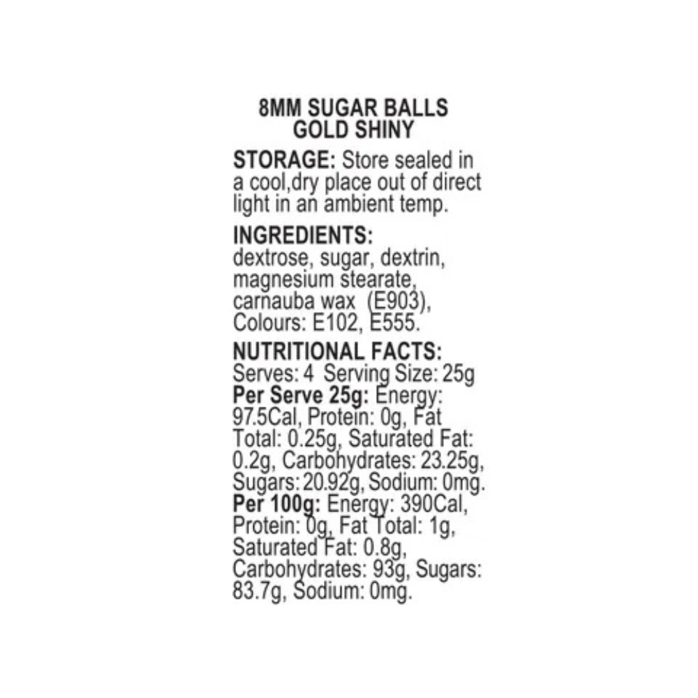 Sprink’d Sugar Balls 8mm Gold 60g (1)