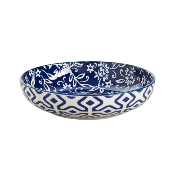 Wilkie Brothers Glazed Porcelain Pasta Bowl Blue Floral 21cm
