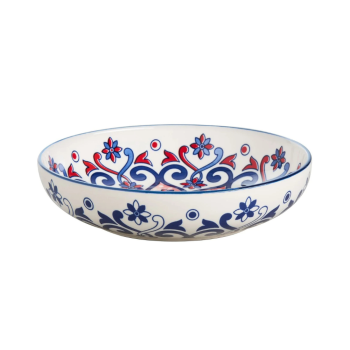 Wilkie Brothers Glazed Porcelain Pasta Bowl Mediterranean Flower 21cm