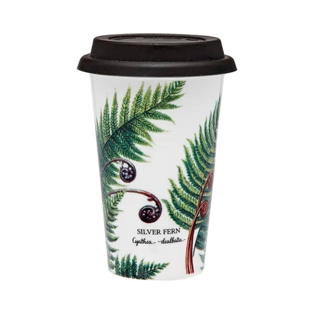 Ashdene New Bone China Travel Mug Silver Ferns 270ml