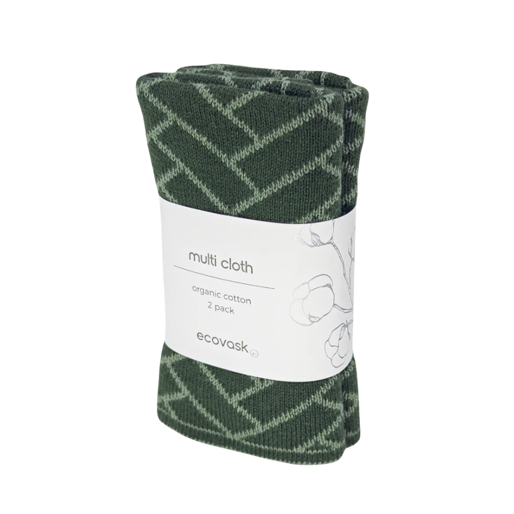Ecovask Multi Cloths 2 Pack Forest Herringbone (1)