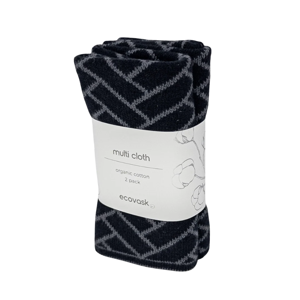 Ecovask Multi Cloths 2 Pack Raven Herringbone