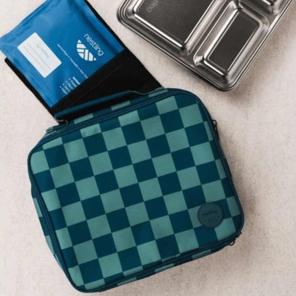 Nestling Insulated Lunch Bag BlueGreen Check (4)