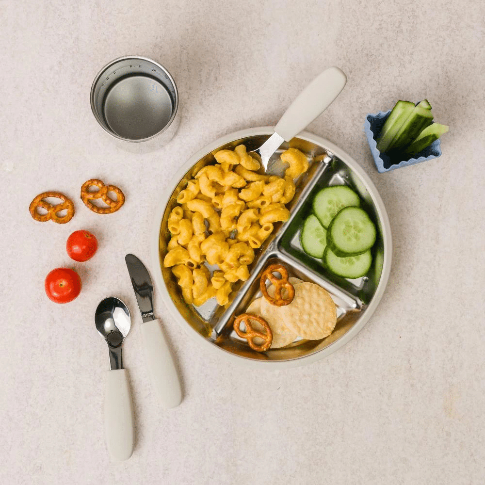 Nestling Stainless Divided Suction Plate 23cm Oat (2)
