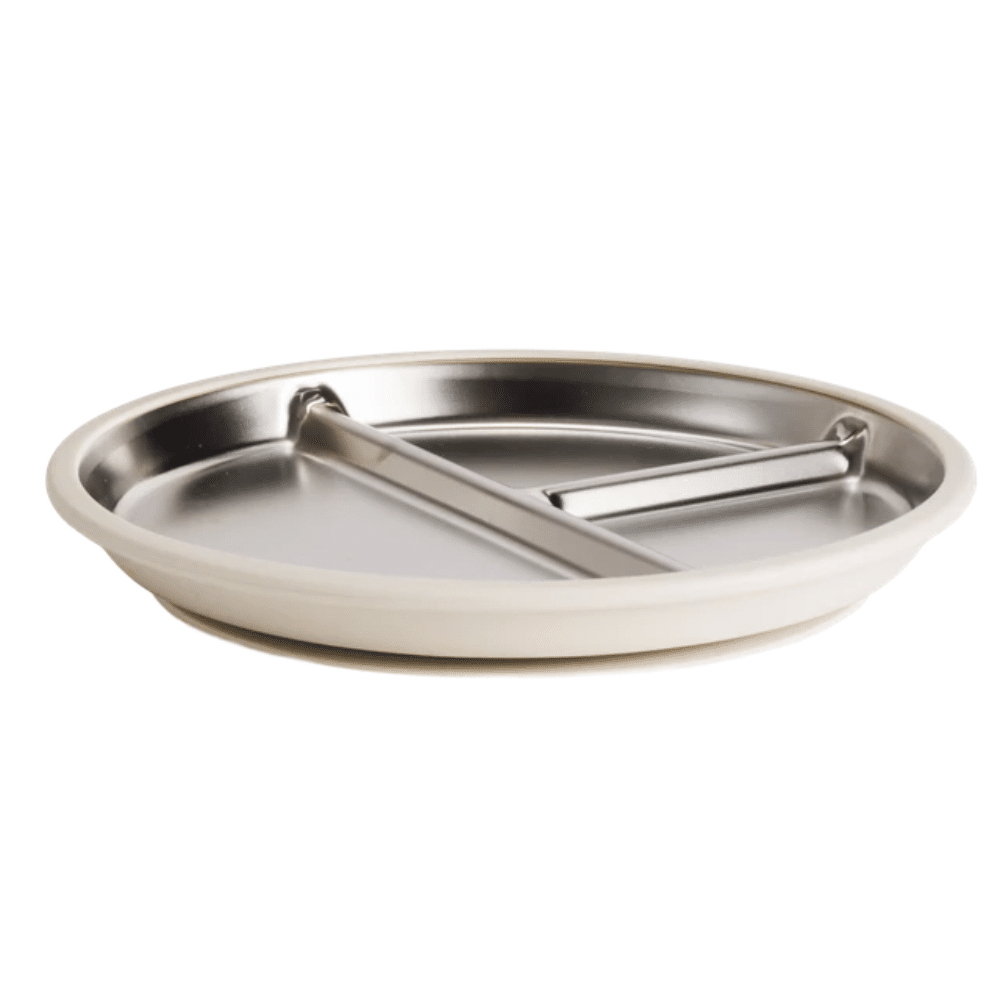 Nestling Stainless Divided Suction Plate 23cm Oat