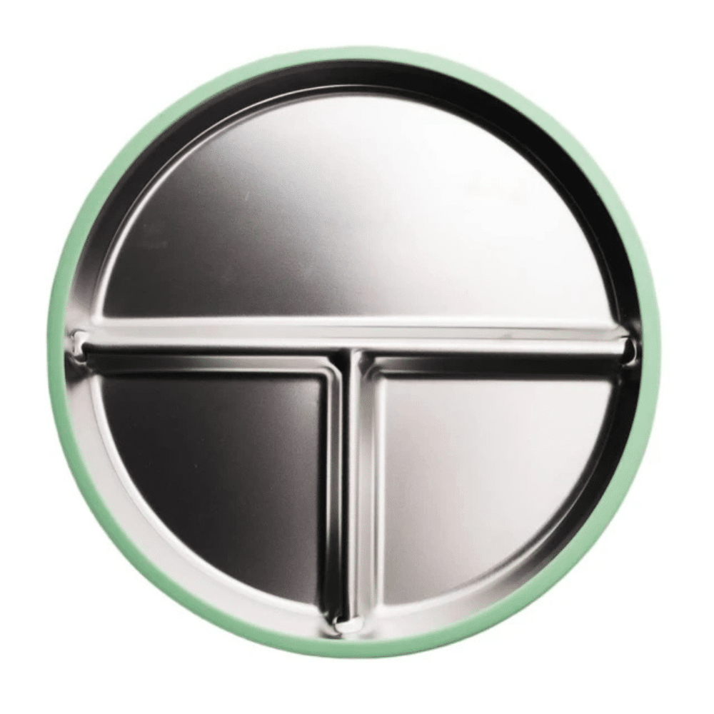 Nestling Stainless Divided Suction Plate 23cm Sage (1)