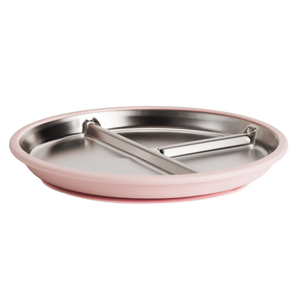 Nestling Stainless Divided Suction Plate 23cm -usty Pink (2)