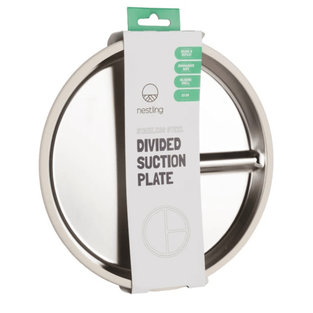 Nestling Stainless Divided Suction Plate 23cm -usty Pink
