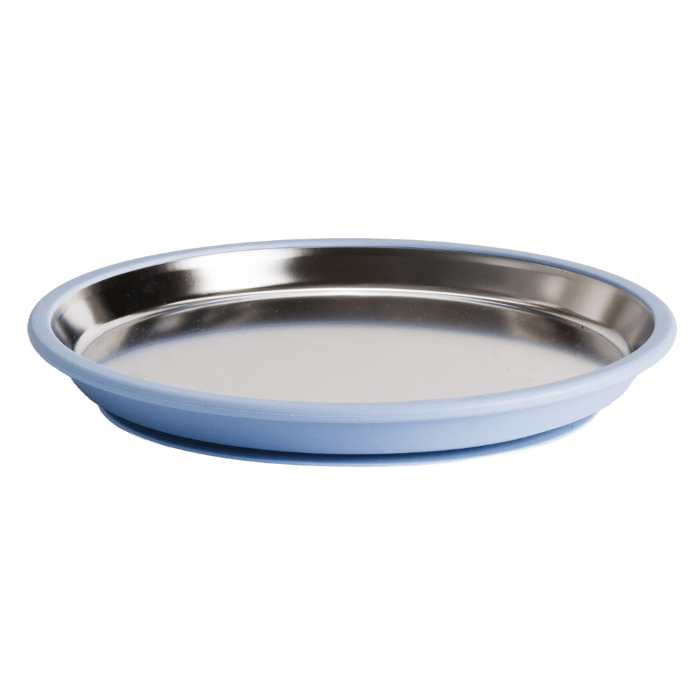 Nestling Stainless Flat Suction Plate 23cm Blue
