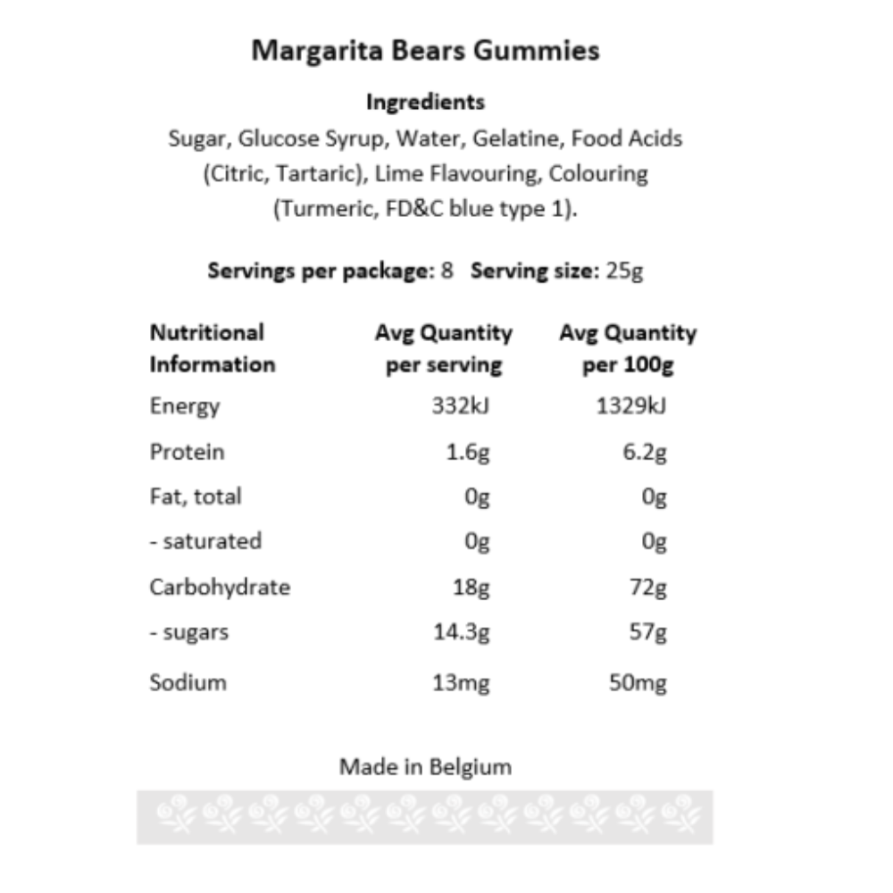 Tipsy Treats Margarita Bears Jar Gummies 200g (2)