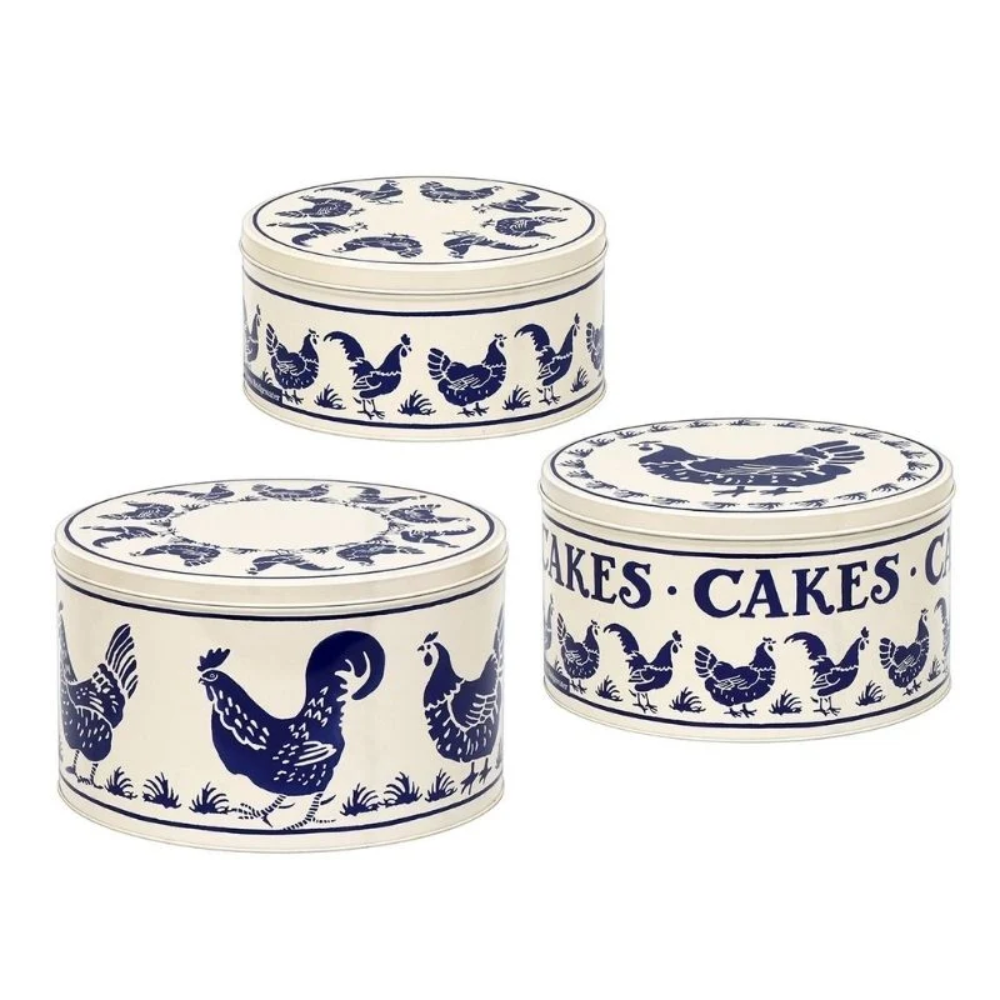 Emma Bridgewater Round Cake Tin Blue Hens Set of 3 (2)