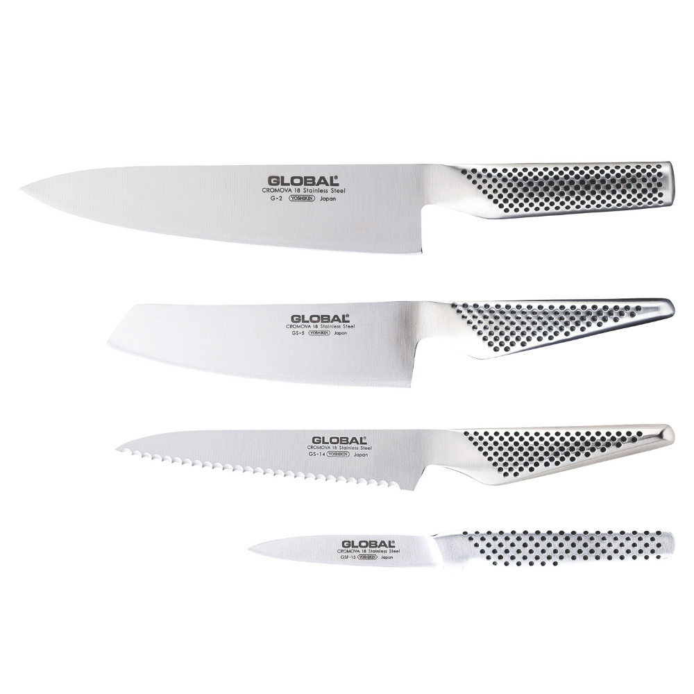 Global Classic 4 Piece Knife Set with Bonus Guards (3)
