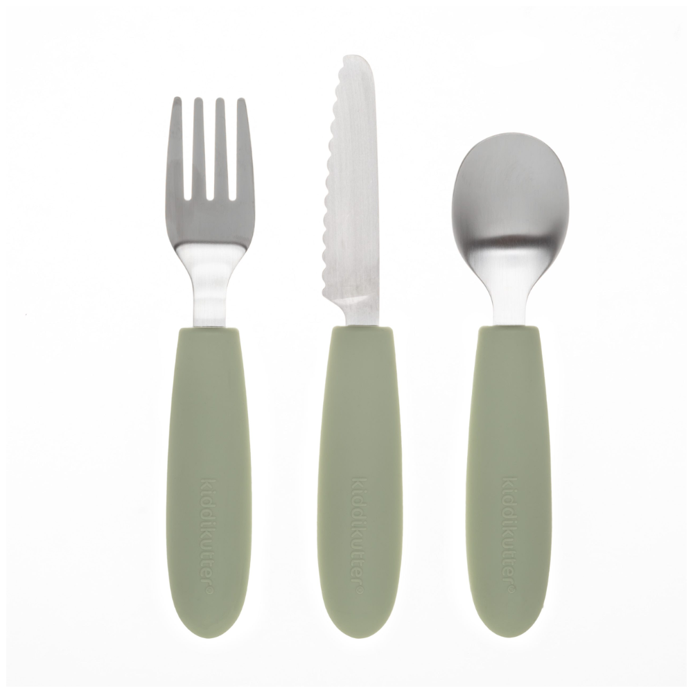 KiddiKutter Kids Cutlery Set Sage (1)