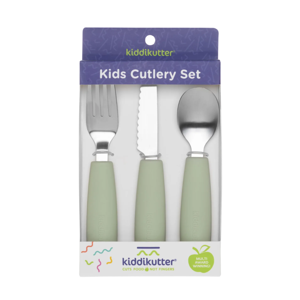 KiddiKutter Kids Cutlery Set Sage (2)