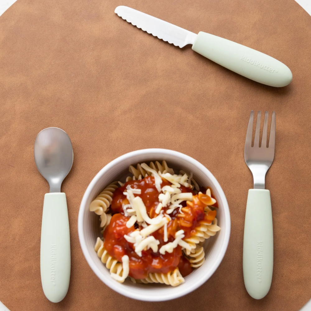 KiddiKutter Kids Cutlery Set Sage (4)