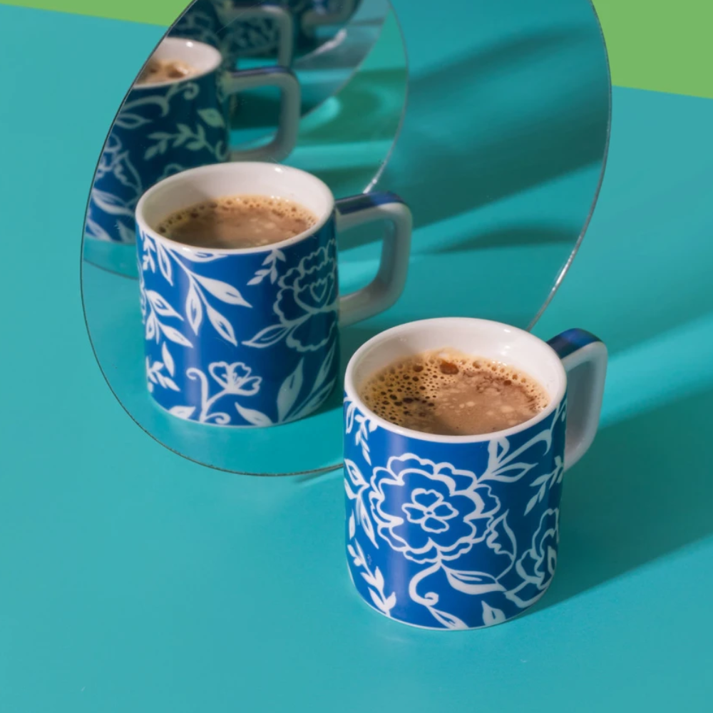 La Cafetière Ceramic Espresso Cup Green Blu Fiorato 120ml (4)