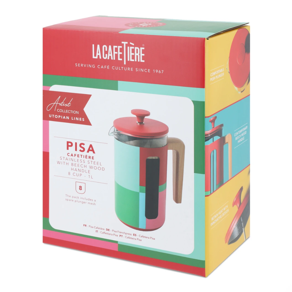 La Cafetière Pisa 8 Cup Stainless Steel Cafetiere Utopian Lines 1L (9)