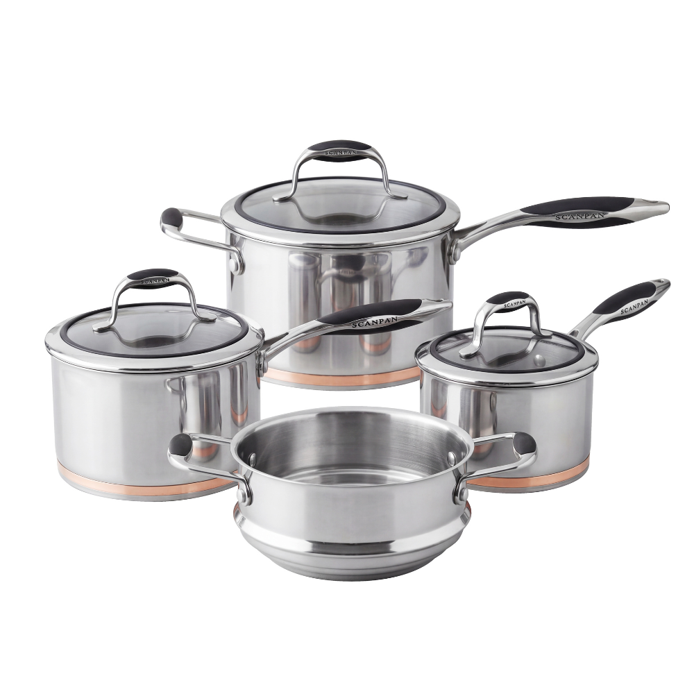 Scanpan Coppernox 3 Piece Cookware Set with Multi Steamer