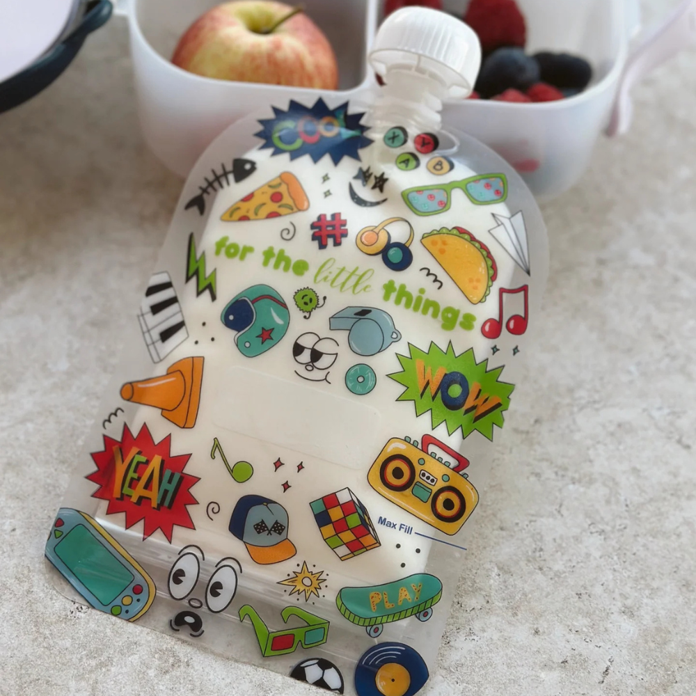 Sinchies Reusable Food Pouch 150ml Retro Pop Blue (2)