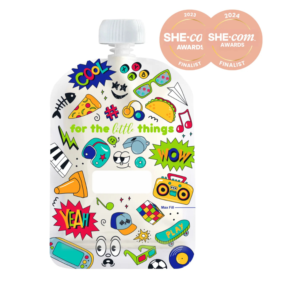 Sinchies Reusable Food Pouch 150ml Retro Pop Blue